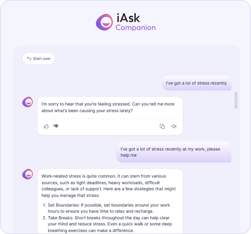 Screenshot of Companion conversation